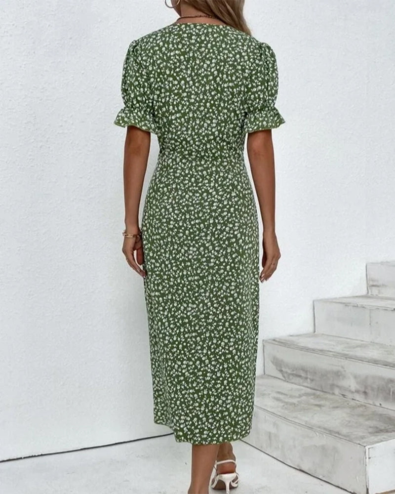 Laluna® | Floral Print Short Sleeve Dress