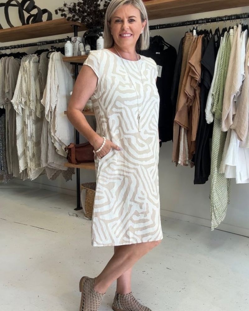 Laluna® | Printed Summer Dress with Round Neckline