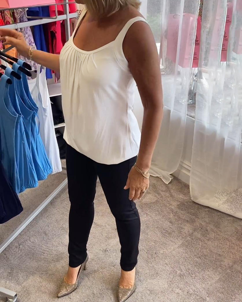 Pleated Sleeveless Casual Top