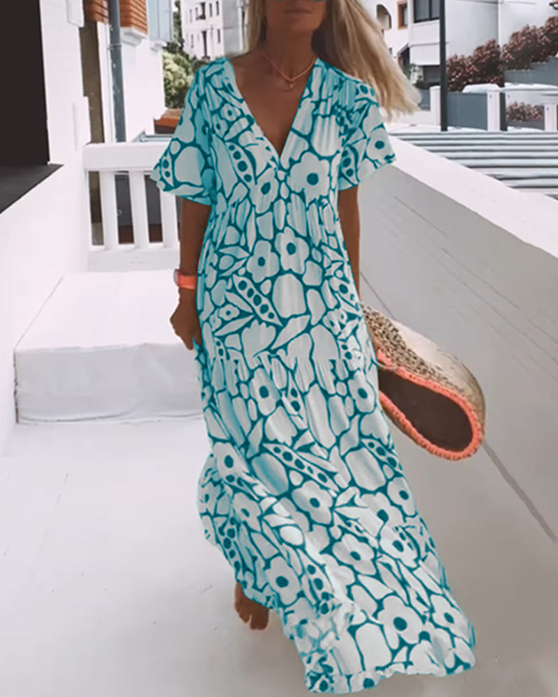 Laluna® | Printed V-Neck Loose Dress