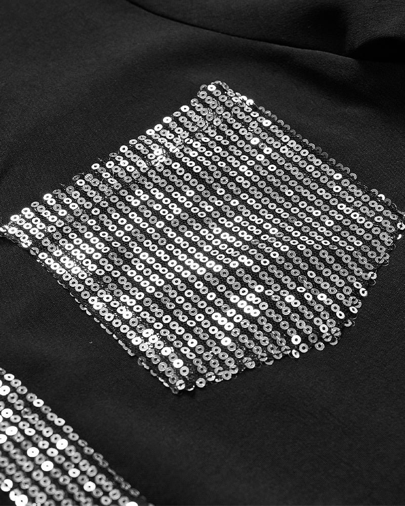 Laluna® | Casual Top Featuring Sequin Detail and Button Accents