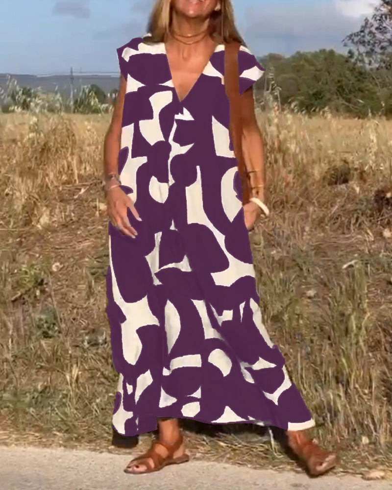 Laluna® | V-Neck Printed Dress