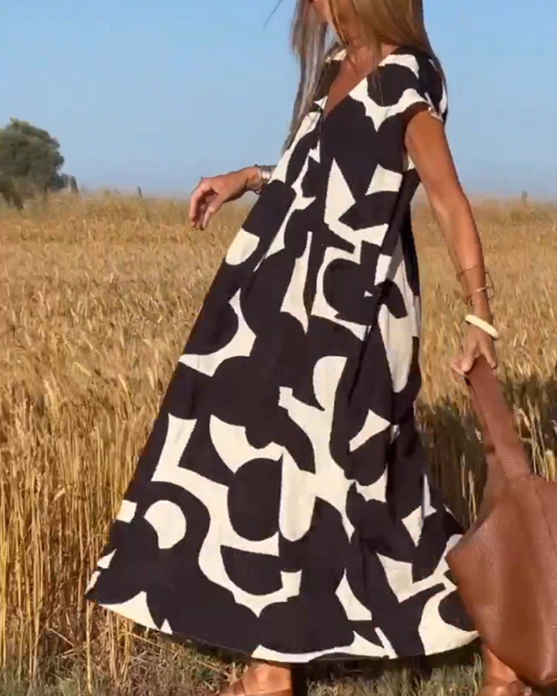 Laluna® | V-Neck Printed Dress