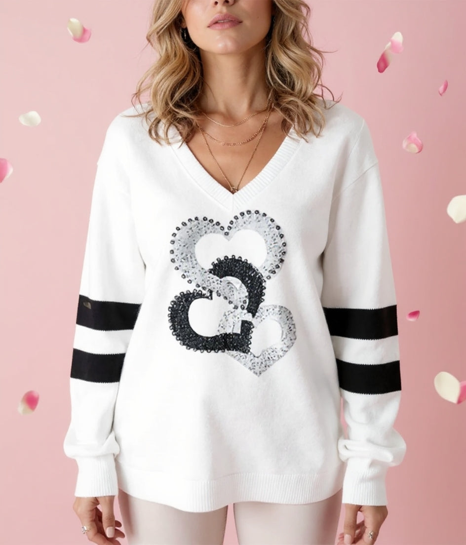 Laluna® | Top with Long Sleeves and Heart Print