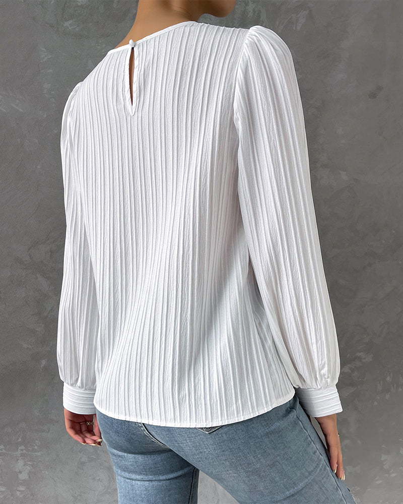 Laluna® | Solid Blouse with Lantern Sleeves