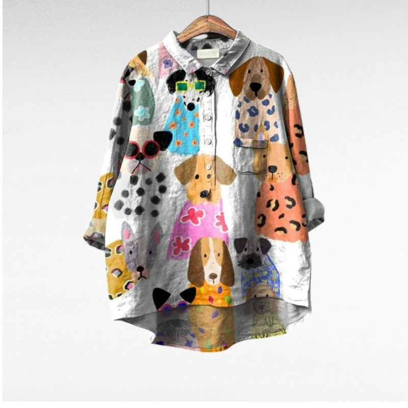 Laluna® | Women's Dog Print Blouse