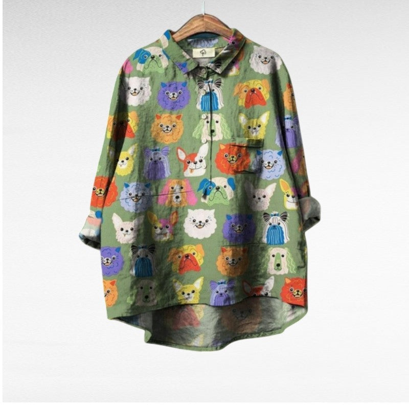 Laluna® | Women's Dog Print Blouse