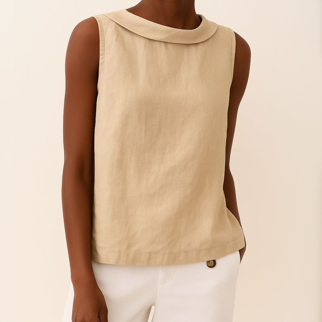 Laluna® | Sleeveless Roll Collar Top