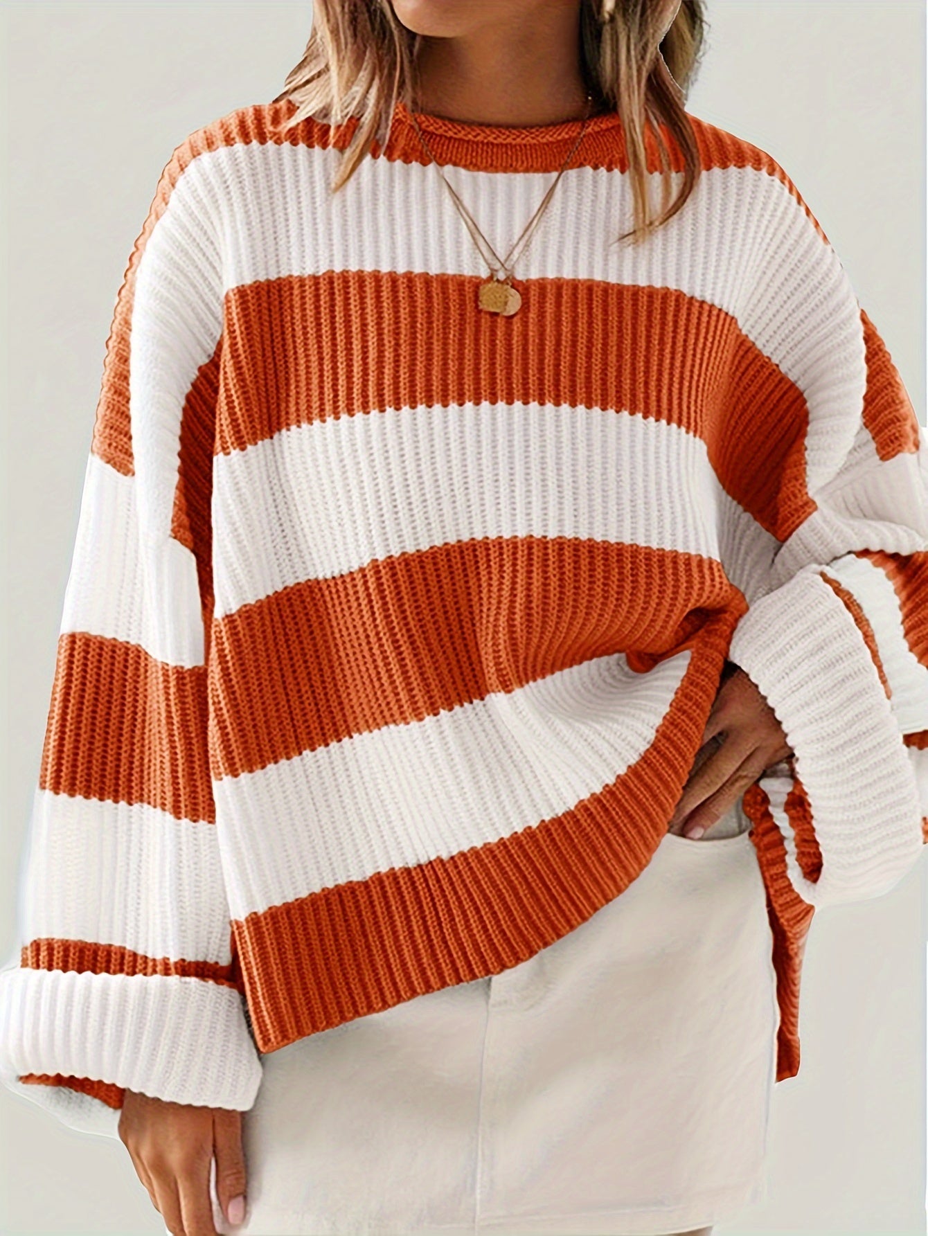 Laluna® | Striped Round Neck Sweater