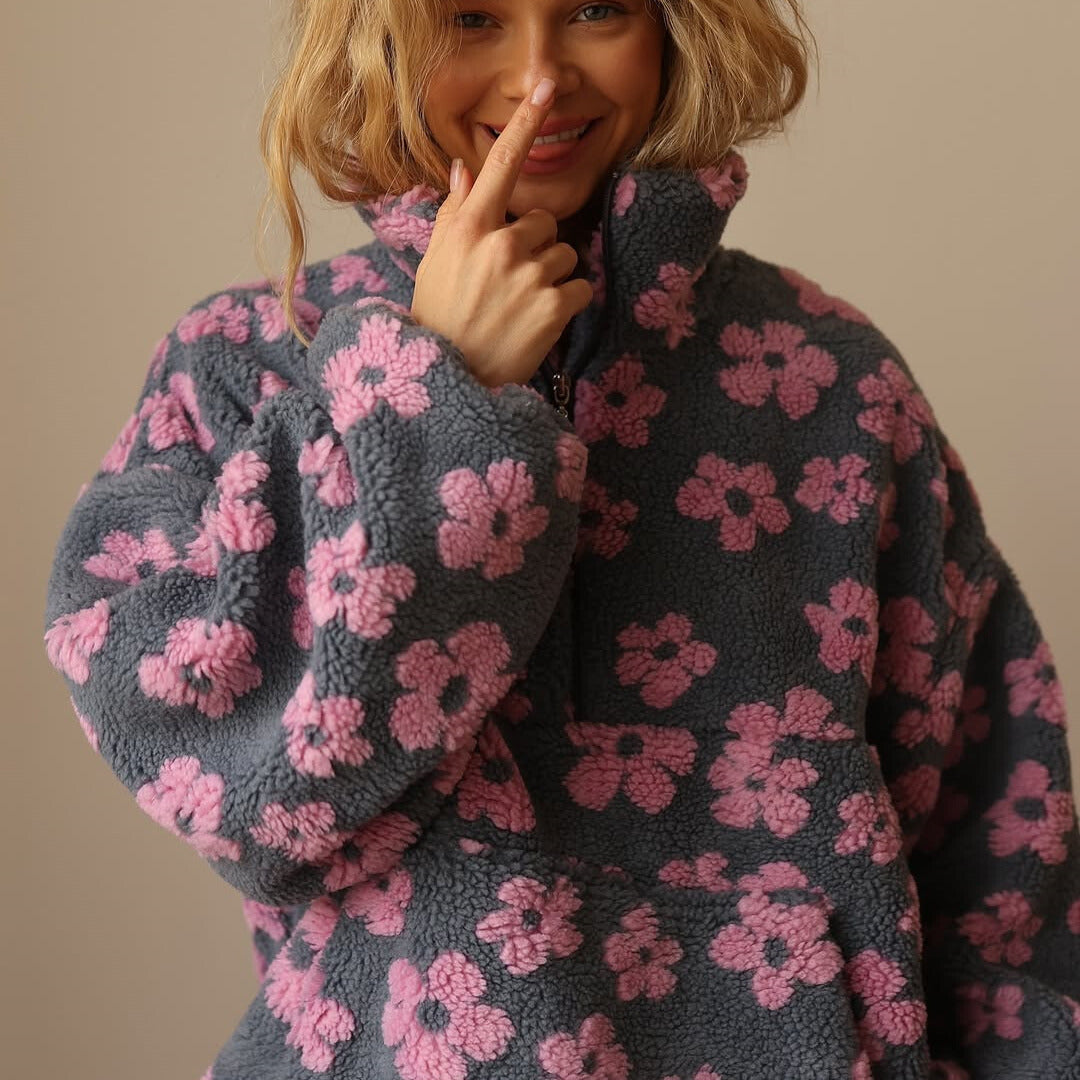 Laluna® | Fleece Sweater with Floral Print