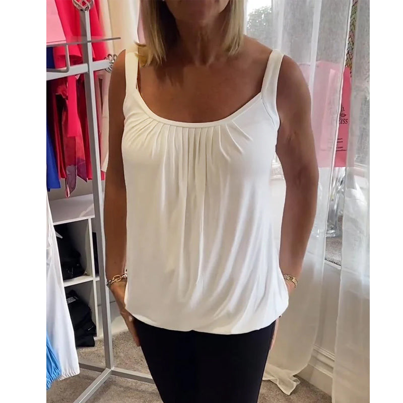 Pleated Sleeveless Casual Top