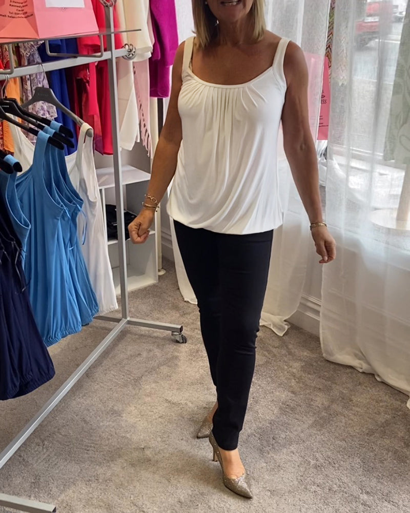 Pleated Sleeveless Casual Top