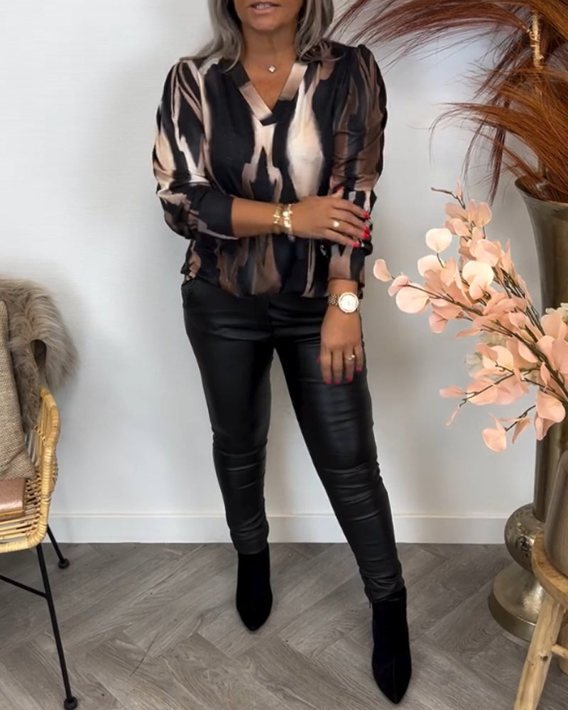 Wrap Blouse with Contrasting Collar