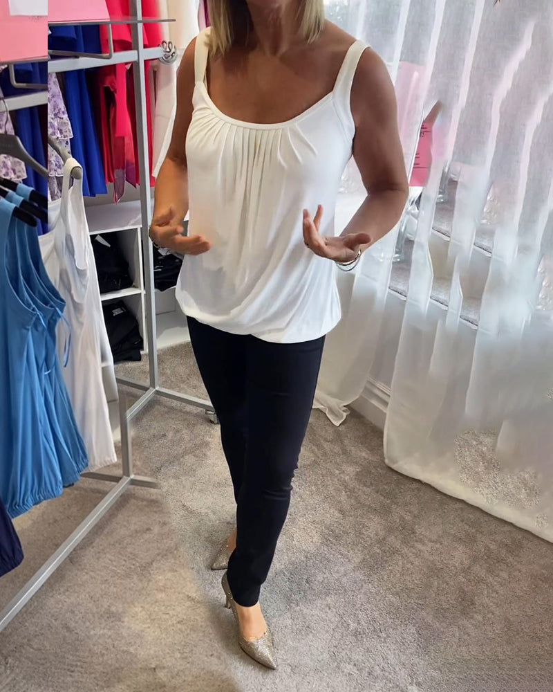 Pleated Sleeveless Casual Top