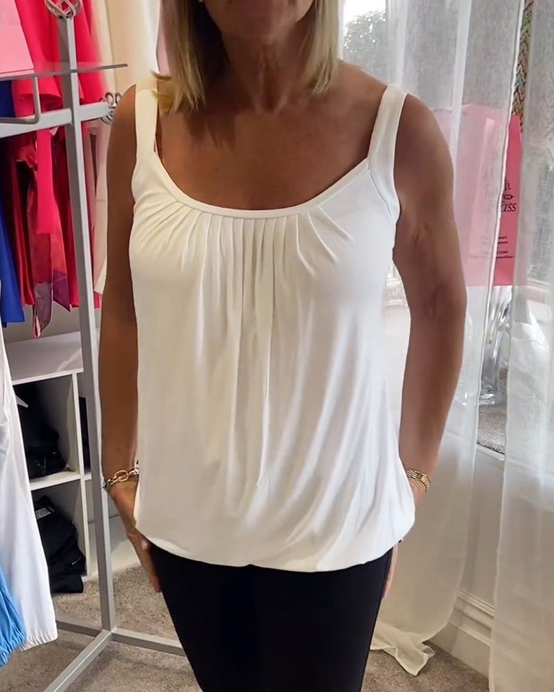 Pleated Sleeveless Casual Top