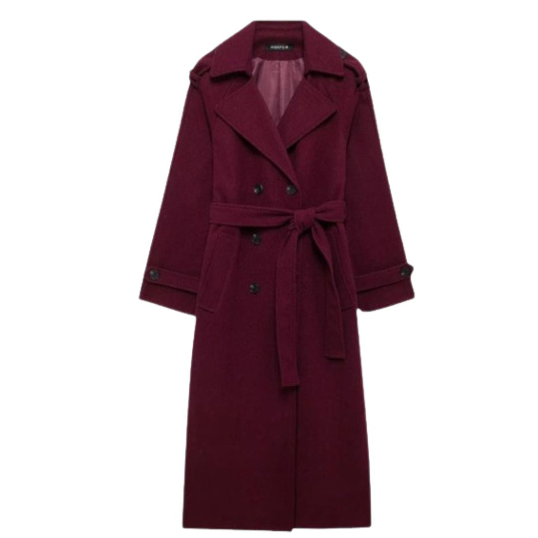 Laluna® | Elegant Burgundy Overcoat
