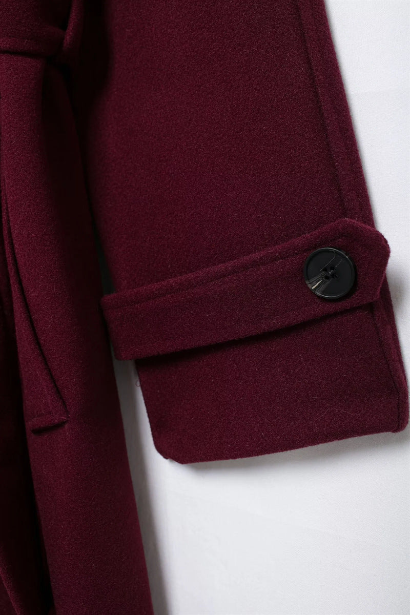 Laluna® | Elegant Burgundy Overcoat