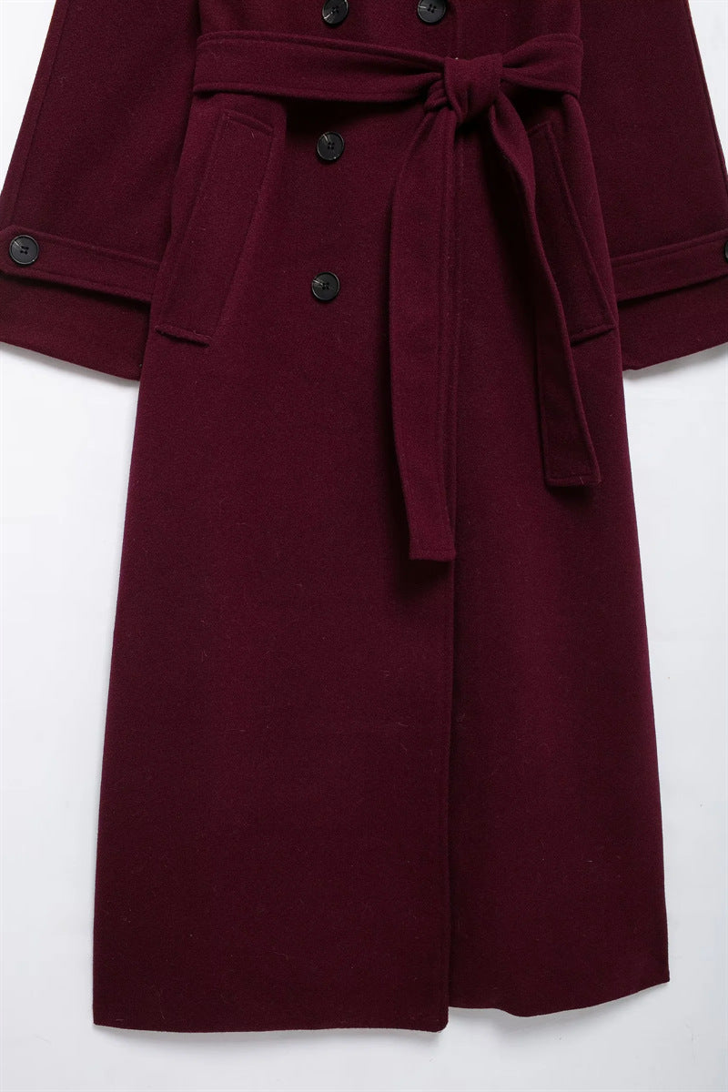 Laluna® | Elegant Burgundy Overcoat