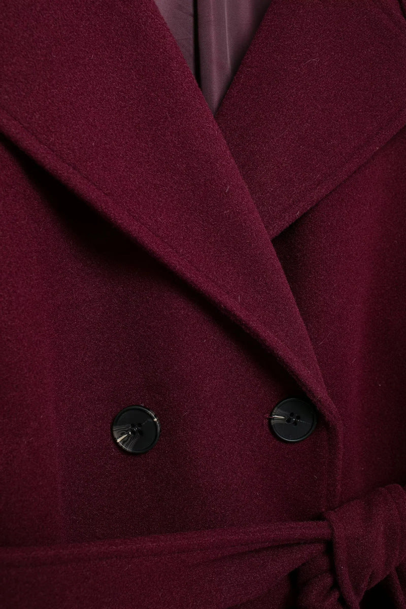 Laluna® | Elegant Burgundy Overcoat