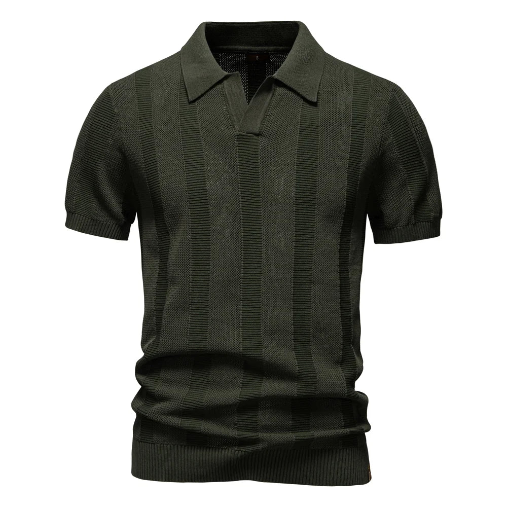Laluna® | Striped Cotton Polo Shirt