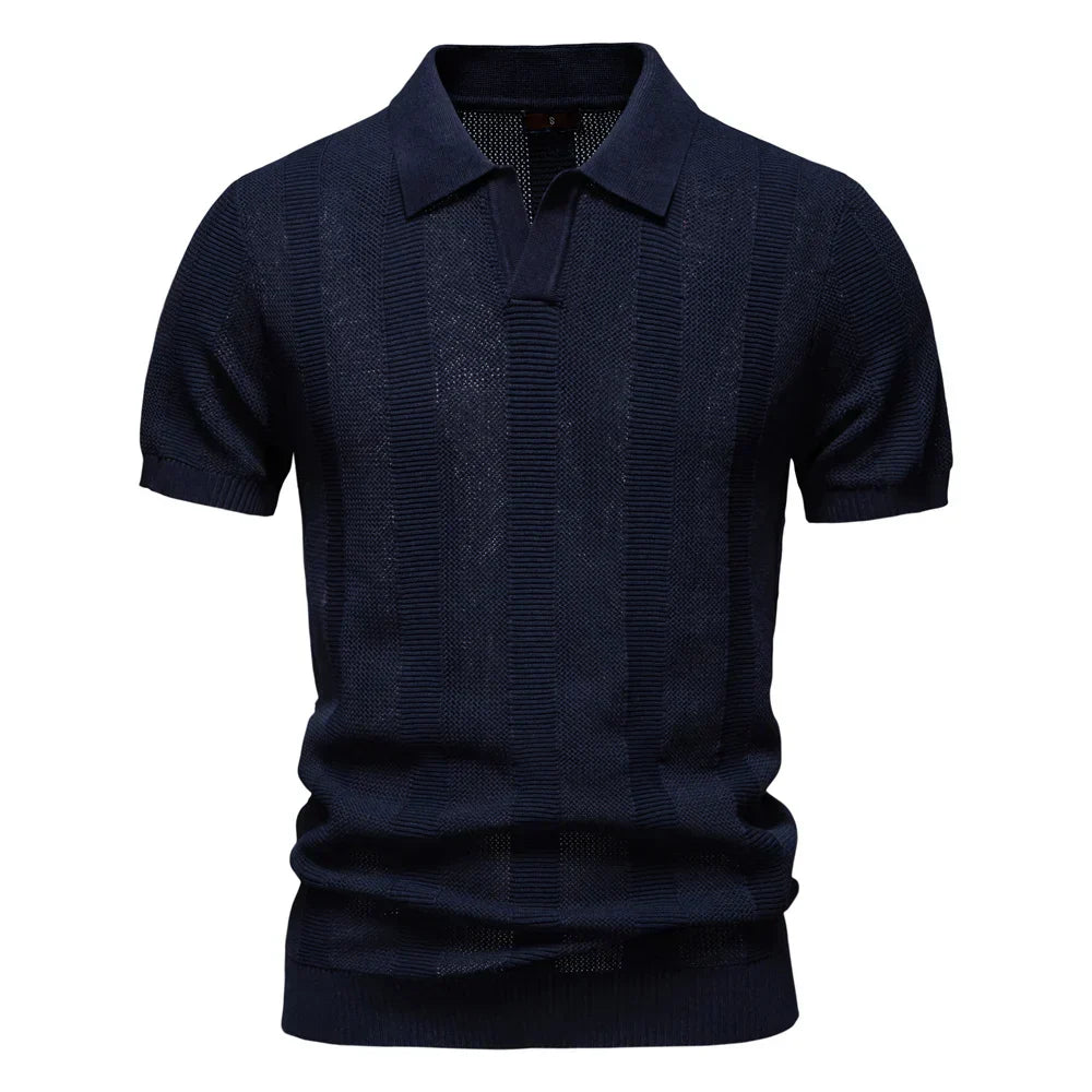 Laluna® | Striped Cotton Polo Shirt