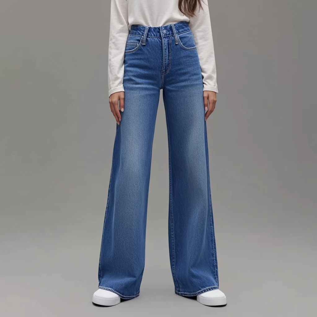 Laluna® | Women's Blue Wide-Leg Trousers
