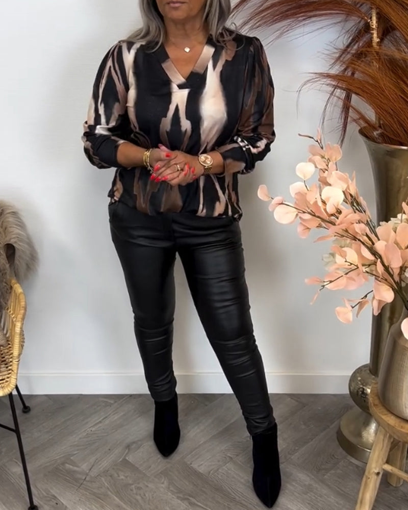 Wrap Blouse with Contrasting Collar