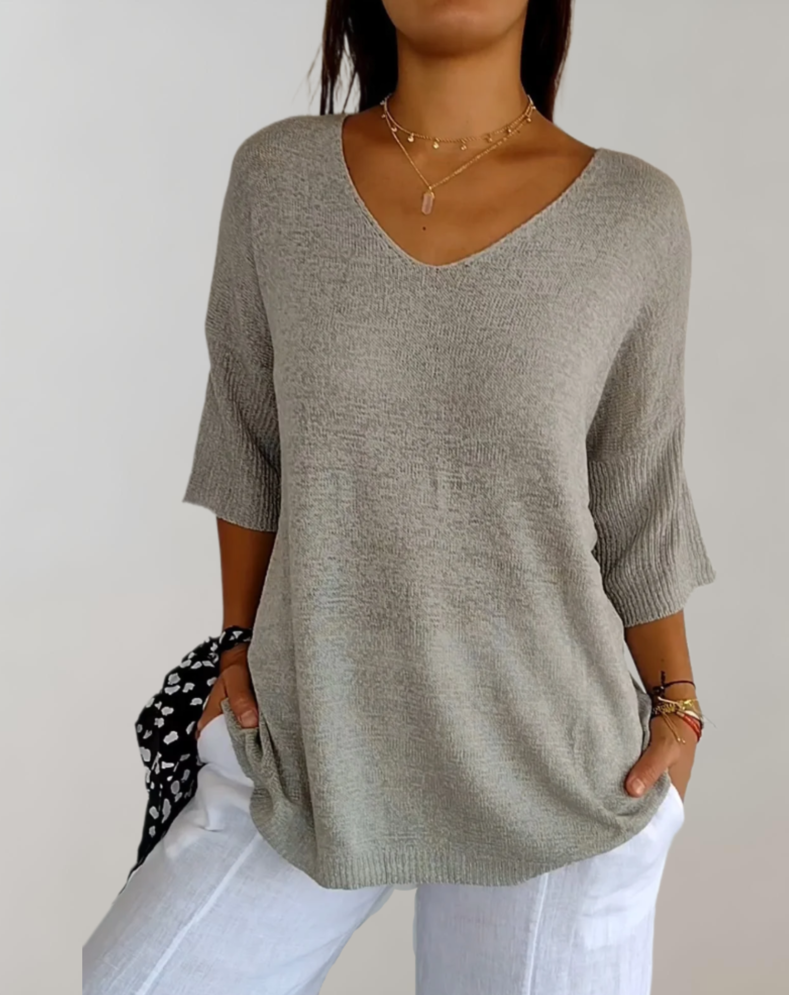 Laluna® V-Neck Knitted Top