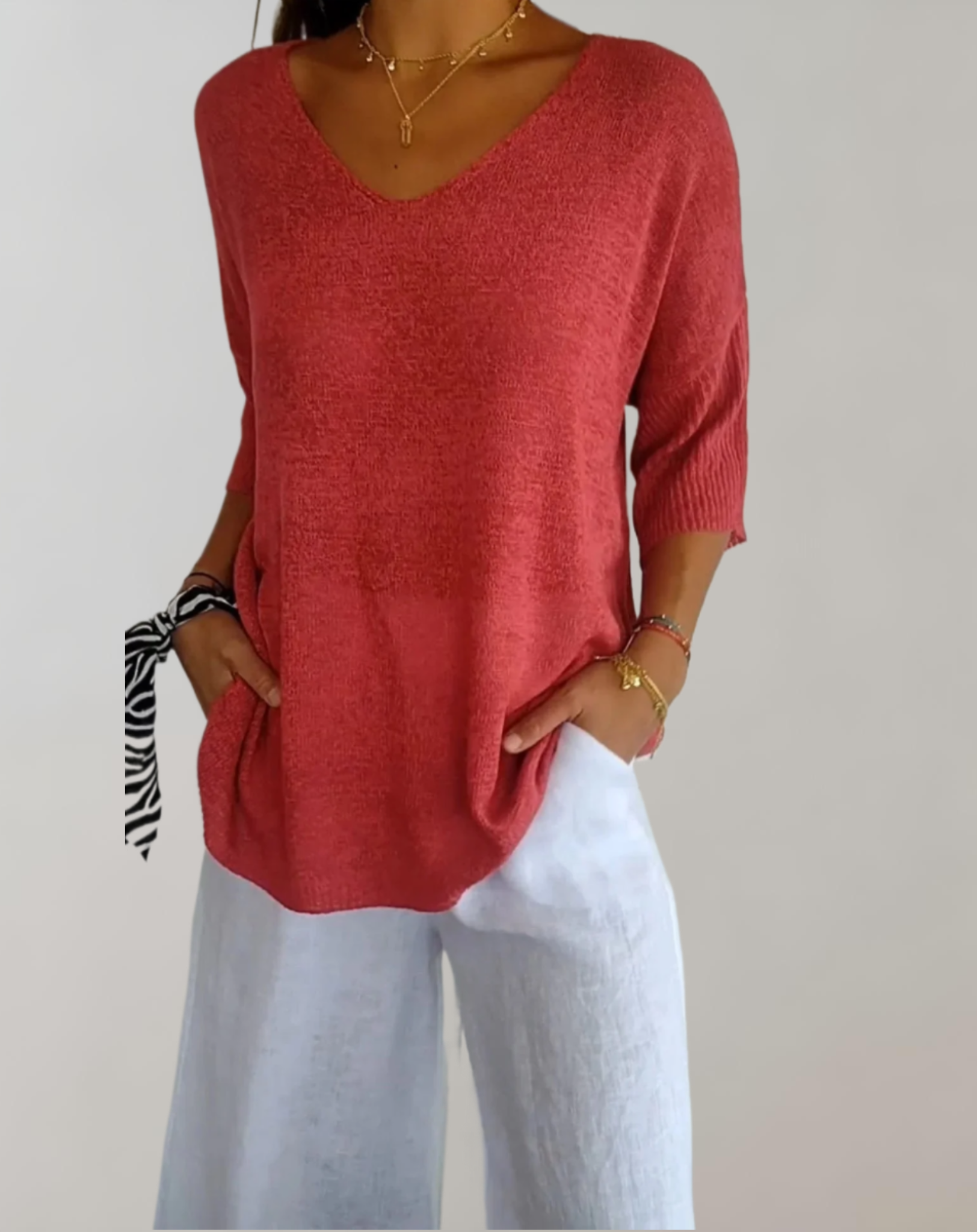 Laluna® V-Neck Knitted Top