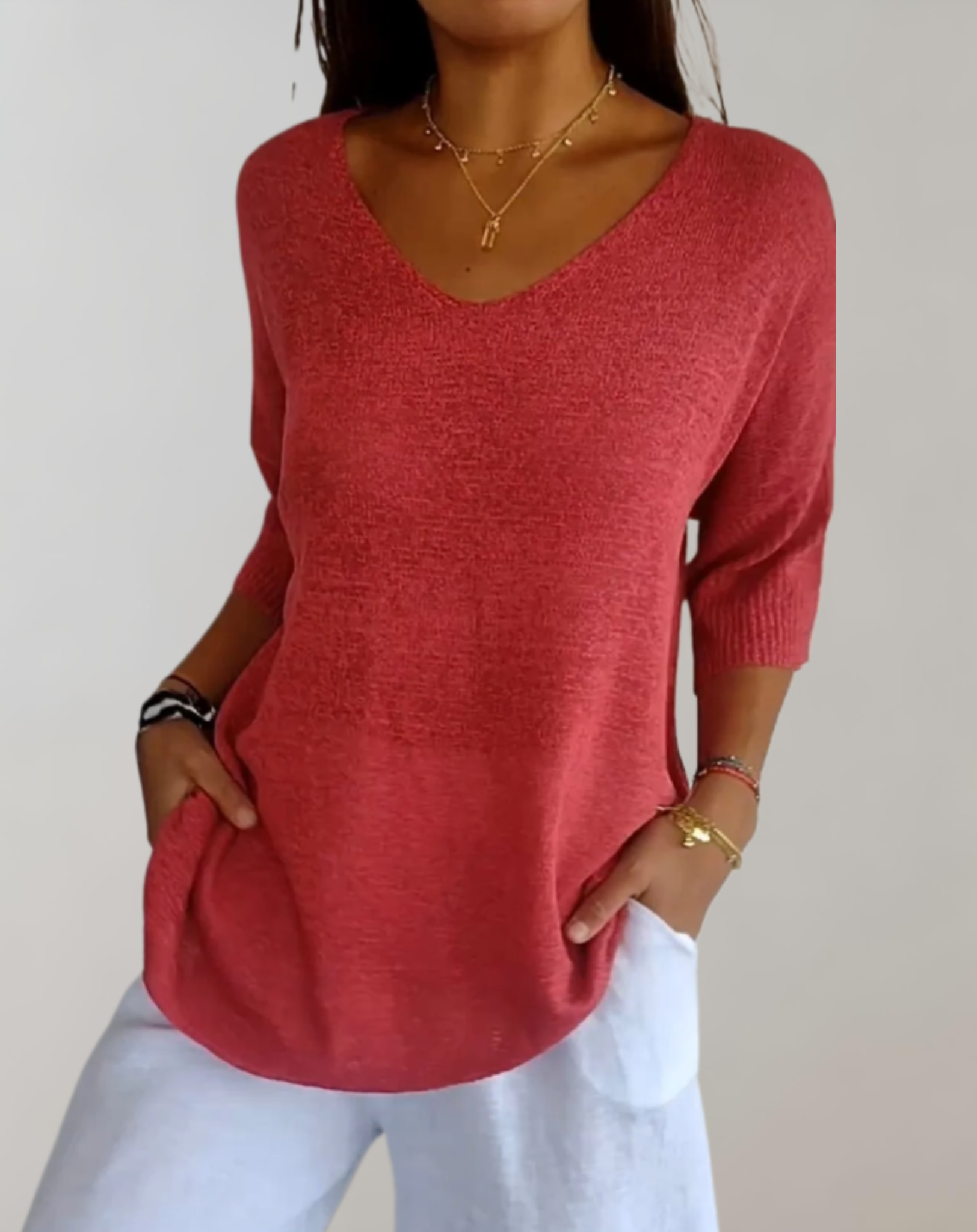 Laluna® V-Neck Knitted Top