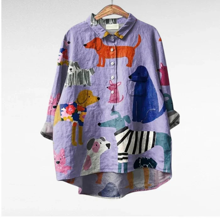 Laluna® | Women's Dog Print Blouse