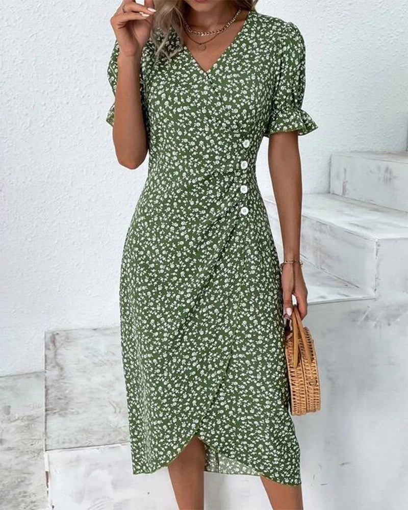 Laluna® Floral Print Short Sleeve Dress