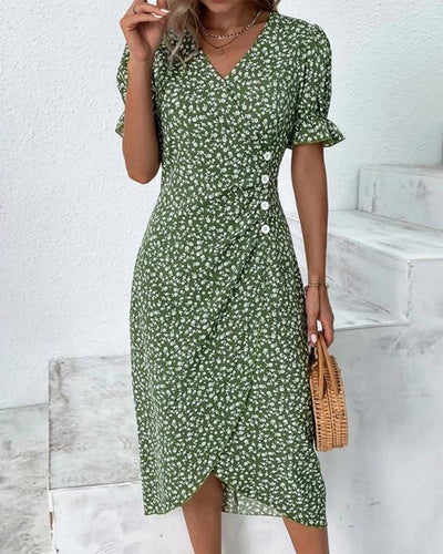 Laluna® Floral Print Short Sleeve Dress