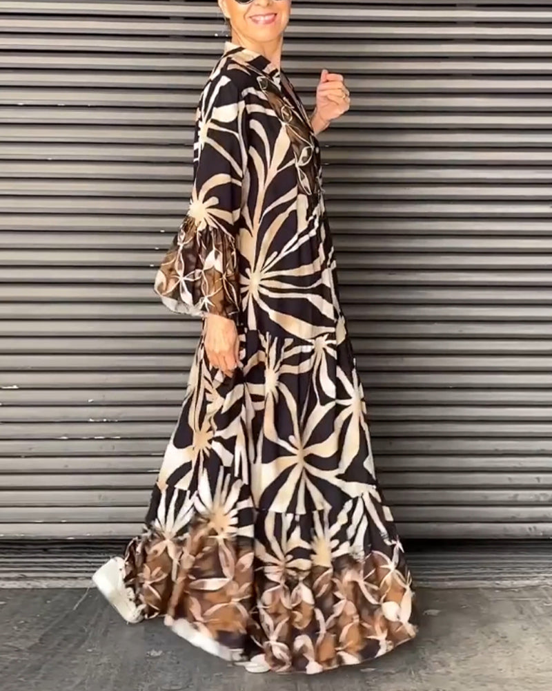 Laluna® | Printed Loose V-Neck Dress