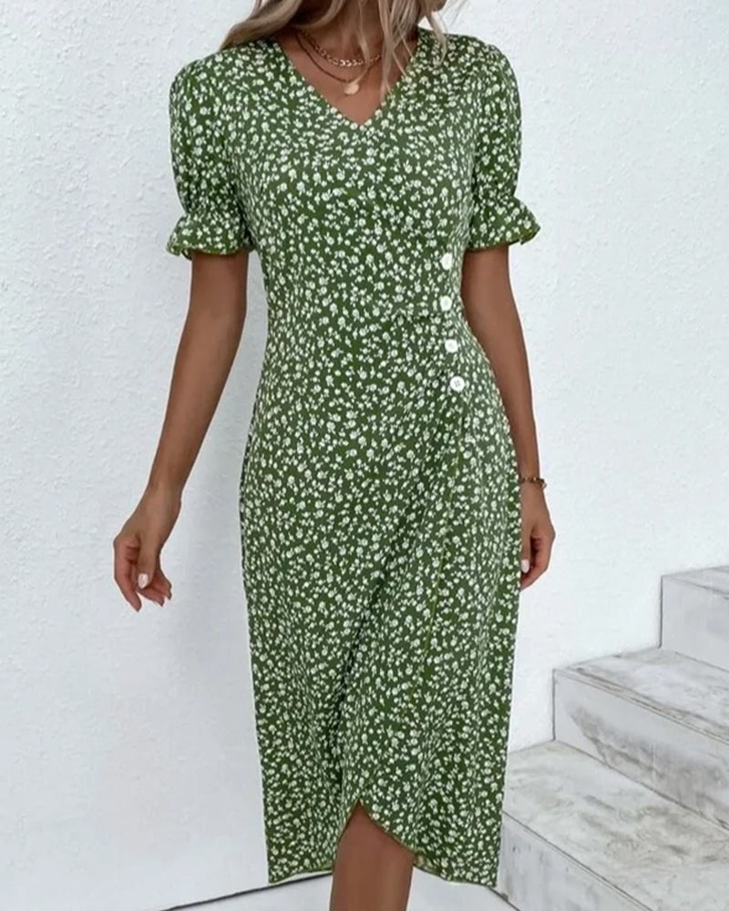 Laluna® Floral Print Short Sleeve Dress