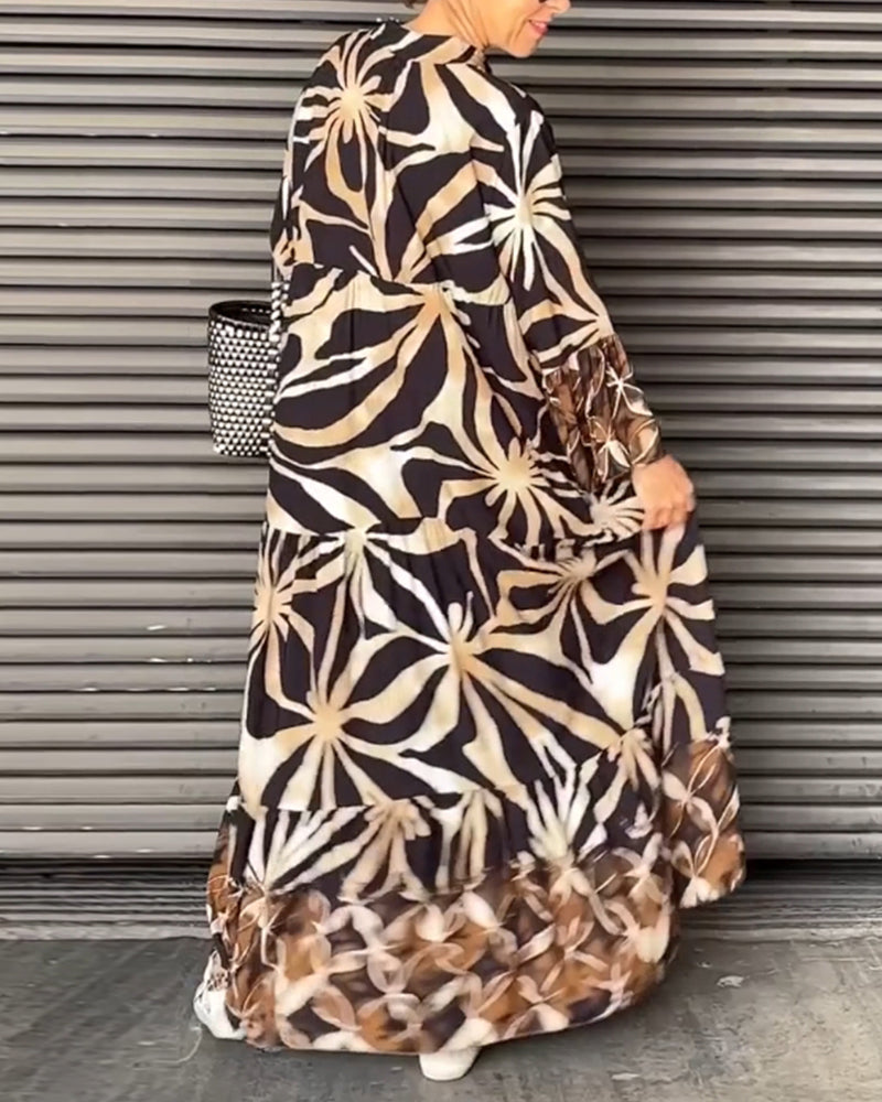 Laluna® | Printed Loose V-Neck Dress