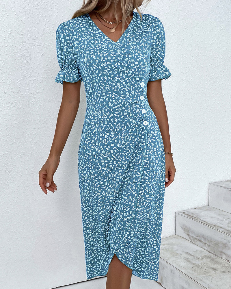 Laluna® Floral Print Short Sleeve Dress