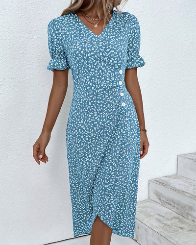 Laluna® Floral Print Short Sleeve Dress