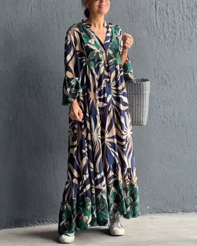 Laluna® | Printed Loose V-Neck Dress