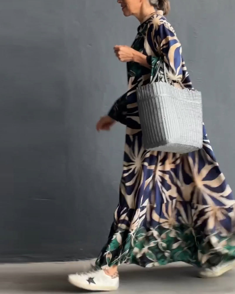 Laluna® | Printed Loose V-Neck Dress