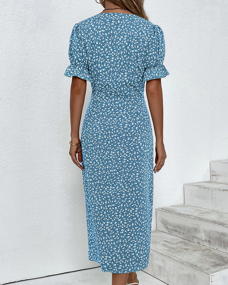 Laluna® Floral Print Short Sleeve Dress