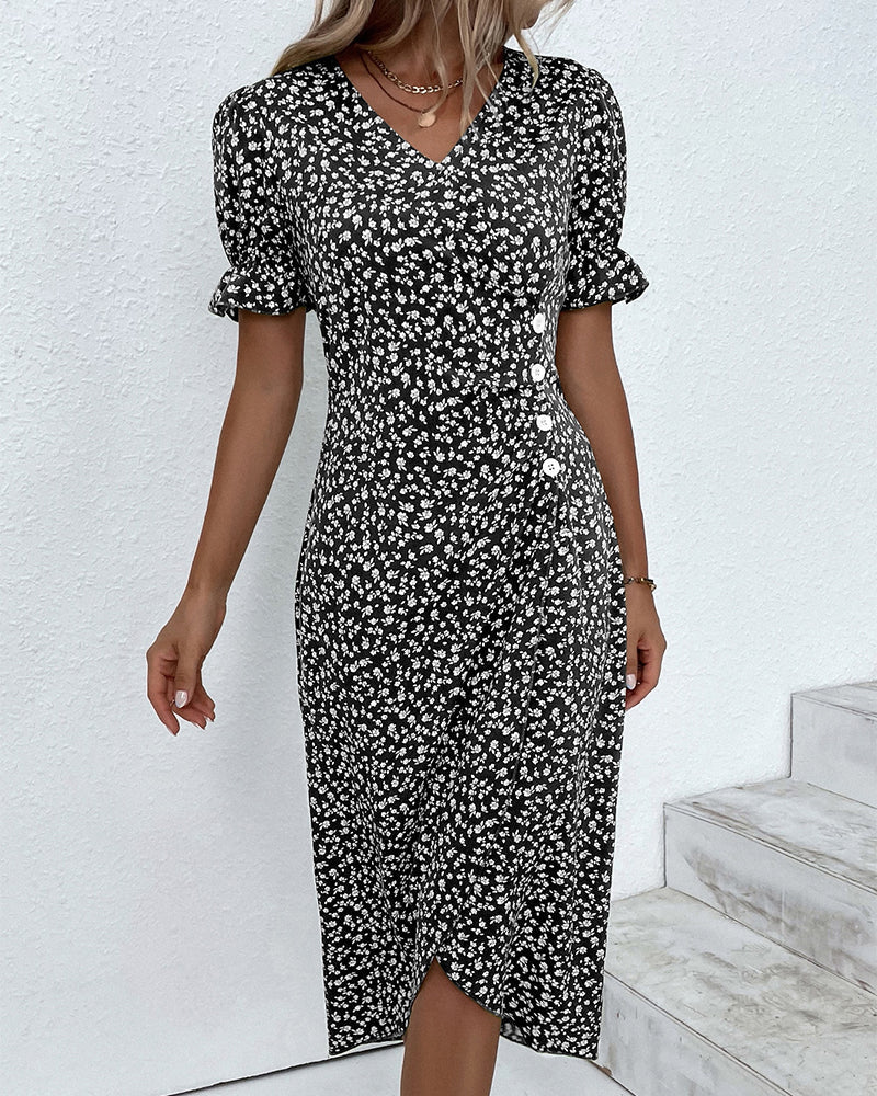 Laluna® Floral Print Short Sleeve Dress