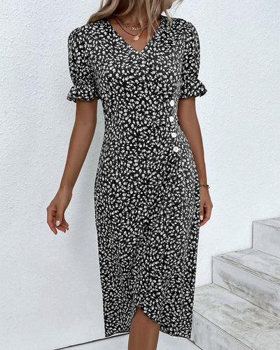 Laluna® Floral Print Short Sleeve Dress
