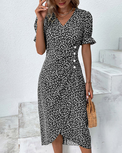 Laluna® Floral Print Short Sleeve Dress