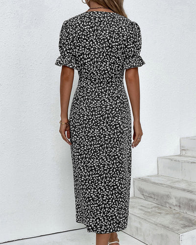 Laluna® Floral Print Short Sleeve Dress