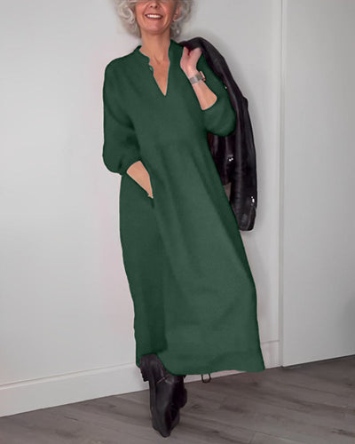 Laluna® | Stylish Long Sleeve V-Neck Dress