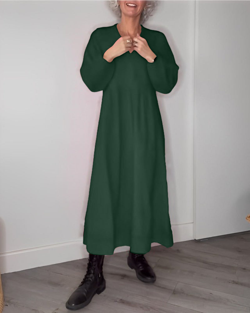 Laluna® | Stylish Long Sleeve V-Neck Dress