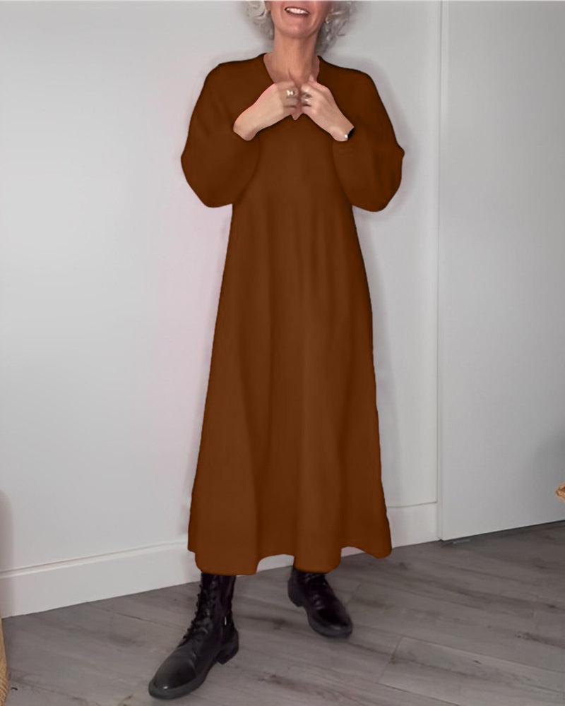 Laluna® | Stylish Long Sleeve V-Neck Dress