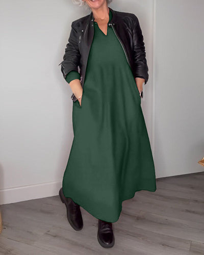 Laluna® | Stylish Long Sleeve V-Neck Dress