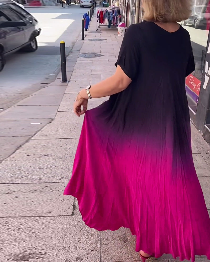 Laluna® | Ombre Pleated Casual Dress